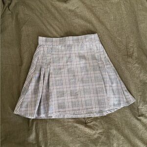 Garage Gray Plaid Pleated Skirt
